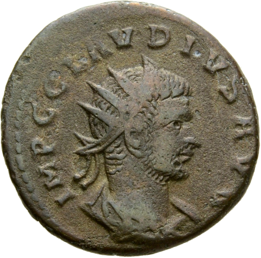RIC V Claudius Gothicus 201 Claudius II Gothicus obverse, Bust of Claudius Gothicus, radiate, draped, right