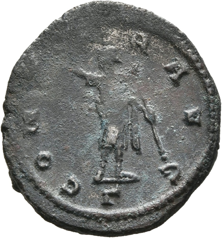 RIC V Claudius Gothicus 201 Claudius II Gothicus reverse — Serapis, wearing polos, draped, standing left, raising right ha...