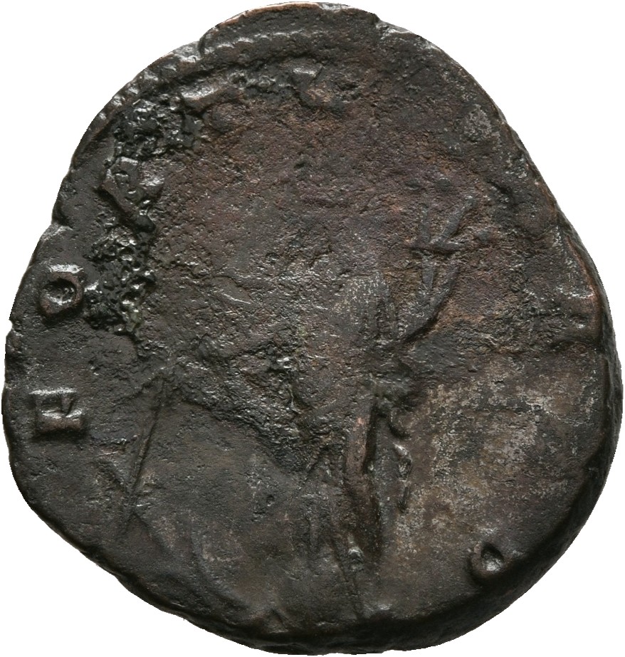 RIC V Claudius Gothicus 209 Claudius II Gothicus reverse, Fortuna, draped, standing left, holding rudder in right hand and...