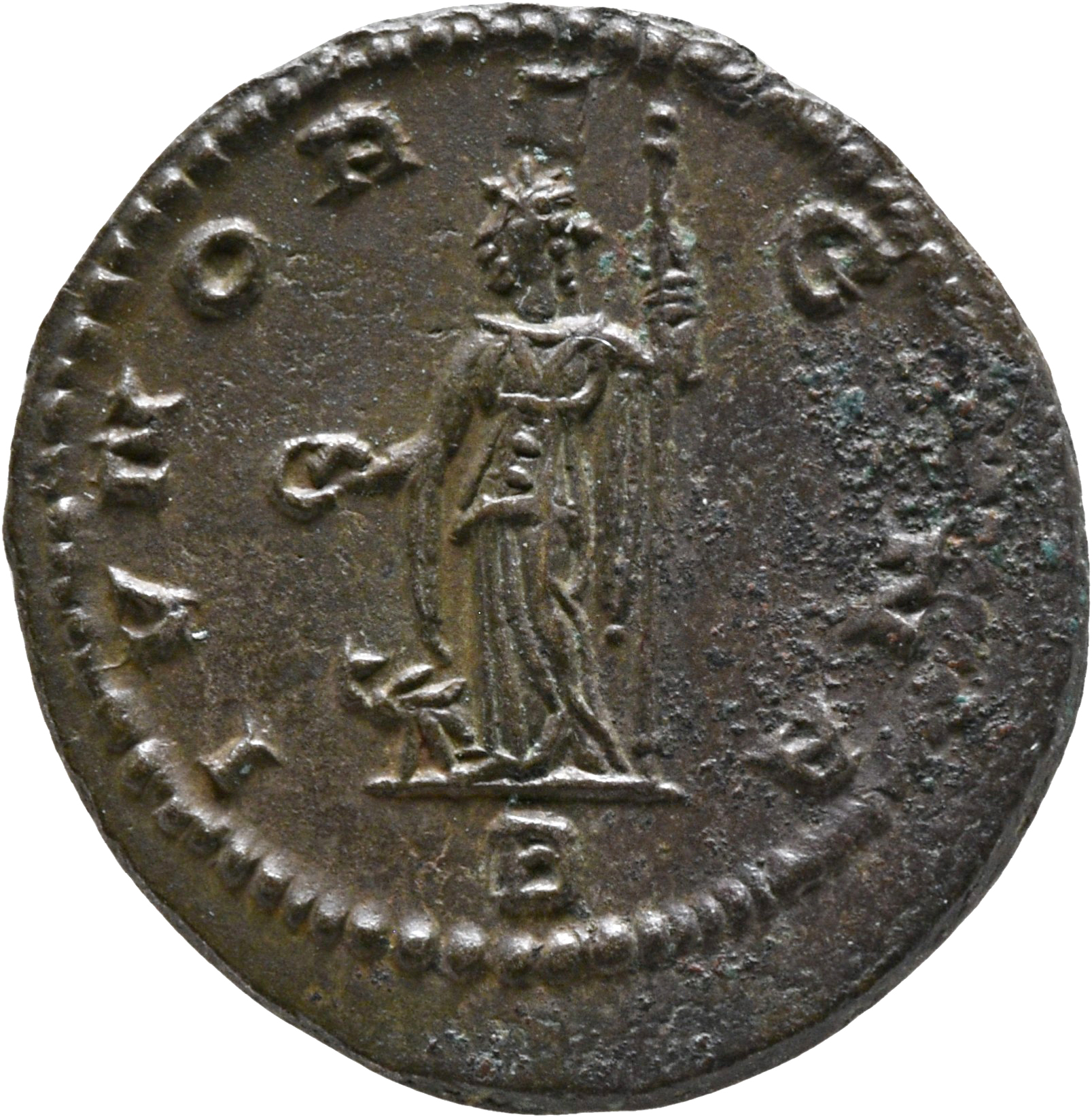 RIC V Claudius Gothicus 212 Claudius II Gothicus reverse, Juno, draped, standing left, holding patera in right hand and sc...