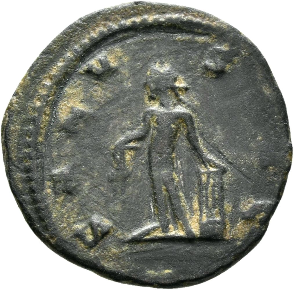 RIC V Claudius Gothicus 216 Claudius II Gothicus reverse, Apollo, standing left, holding laurel-branch in right hand and l...