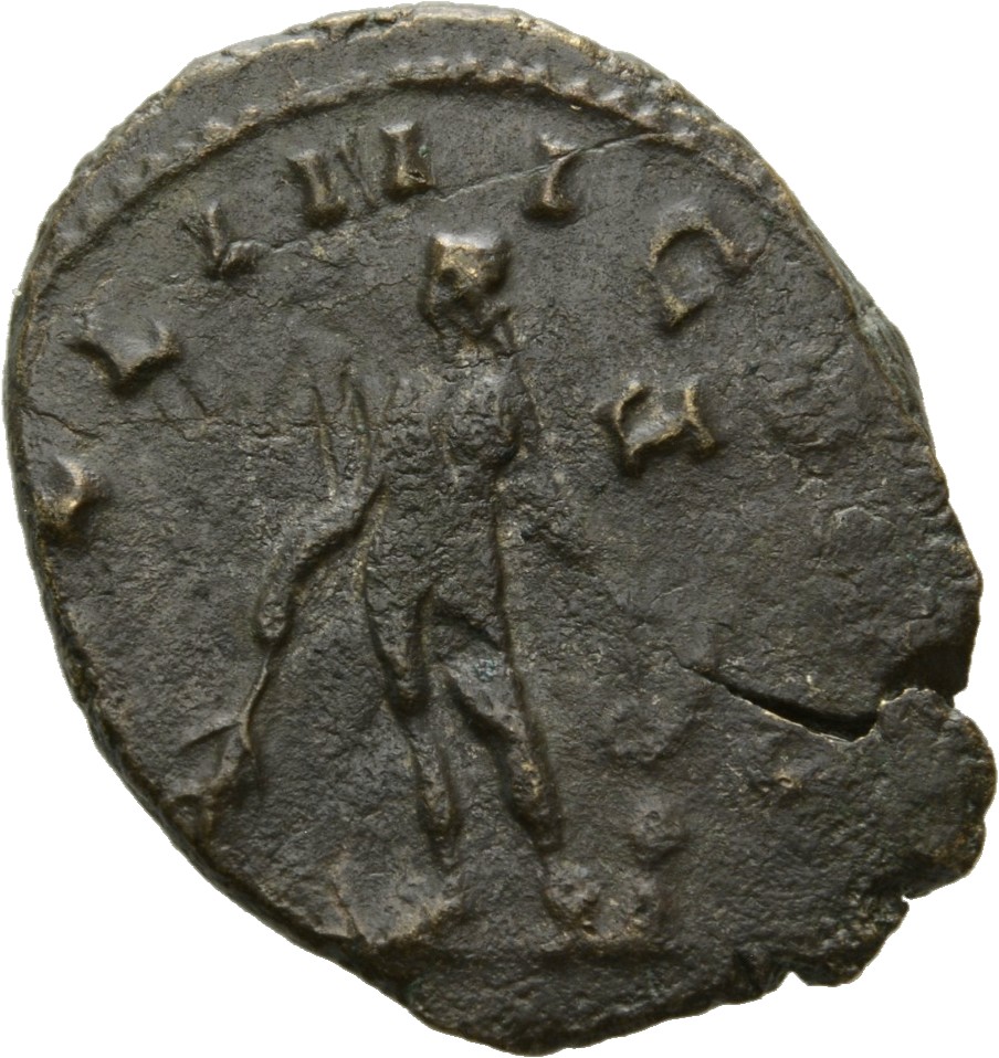 RIC V Claudius Gothicus 22 Claudius II Gothicus reverse, Apollo, standing left, holding laurel-branch in right hand and ly...