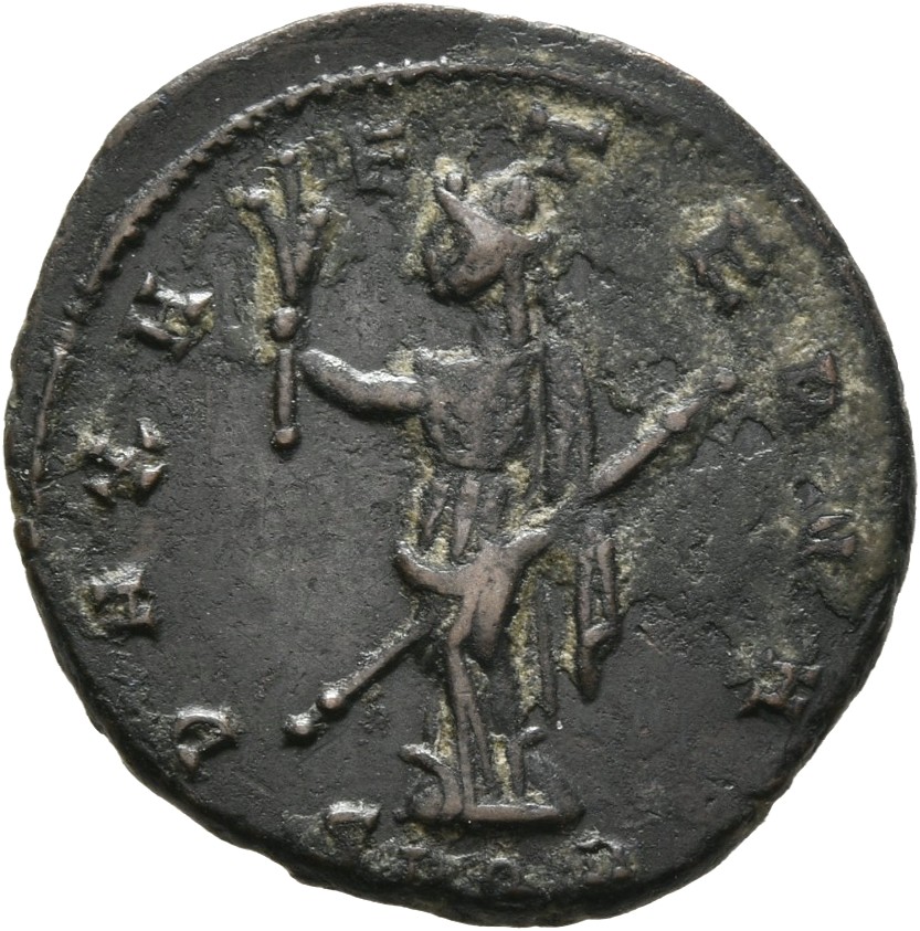 RIC V Claudius Gothicus 238 Claudius II Gothicus reverse, Pax, draped, standing left, holding olive-branch in right hand a...