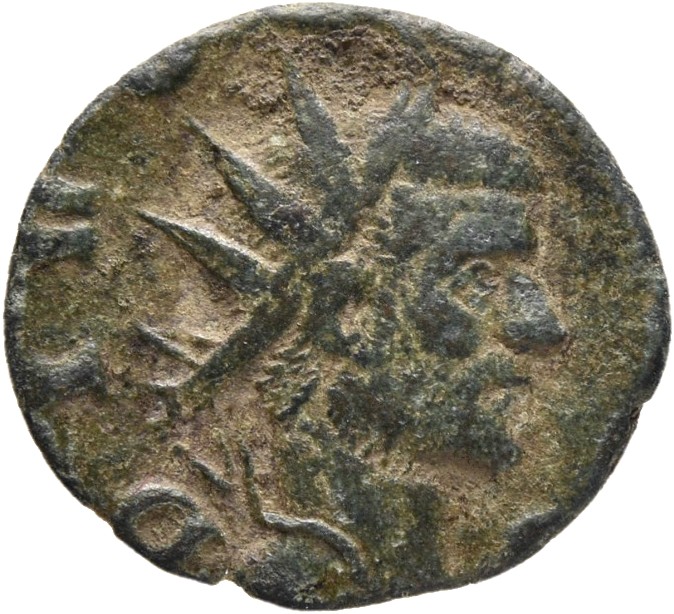 RIC V Claudius Gothicus 261 Quintillus obverse, Bust of Claudius Gothicus, radiate, draped, right or head of Claudius Goth...