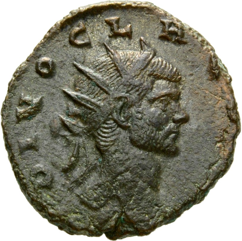 RIC V Claudius Gothicus 266 Quintillus obverse, Bust of Claudius Gothicus, radiate, draped, right or head of Claudius Goth...
