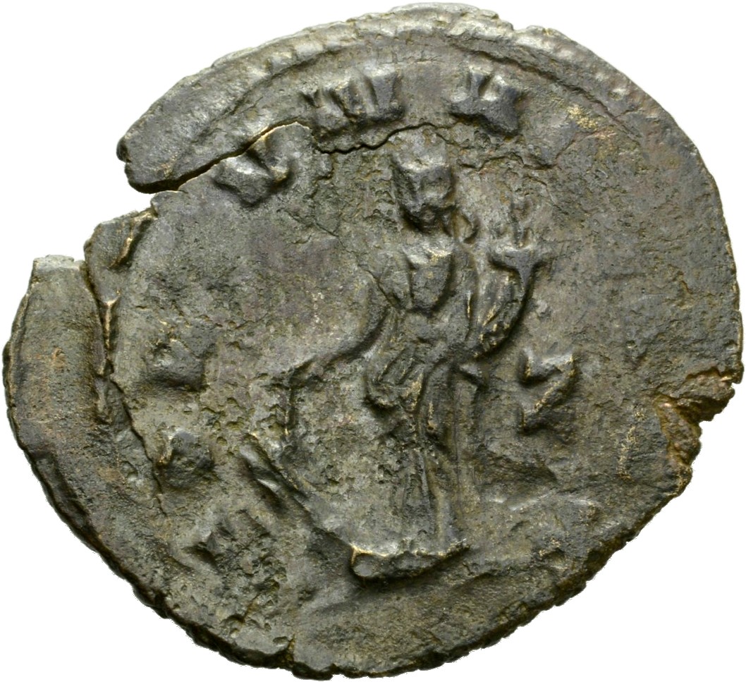 RIC V Claudius Gothicus 41 Claudius II Gothicus reverse, Fortuna, draped, standing left, holding rudder set on globe in ri...