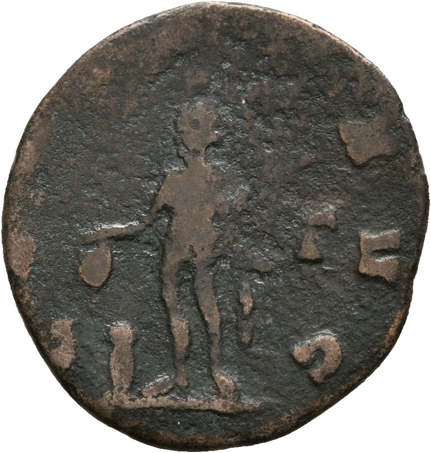RIC V Claudius Gothicus 46 Claudius II Gothicus reverse, Genius, wearing polos on head, nude except for cloak around shoul...