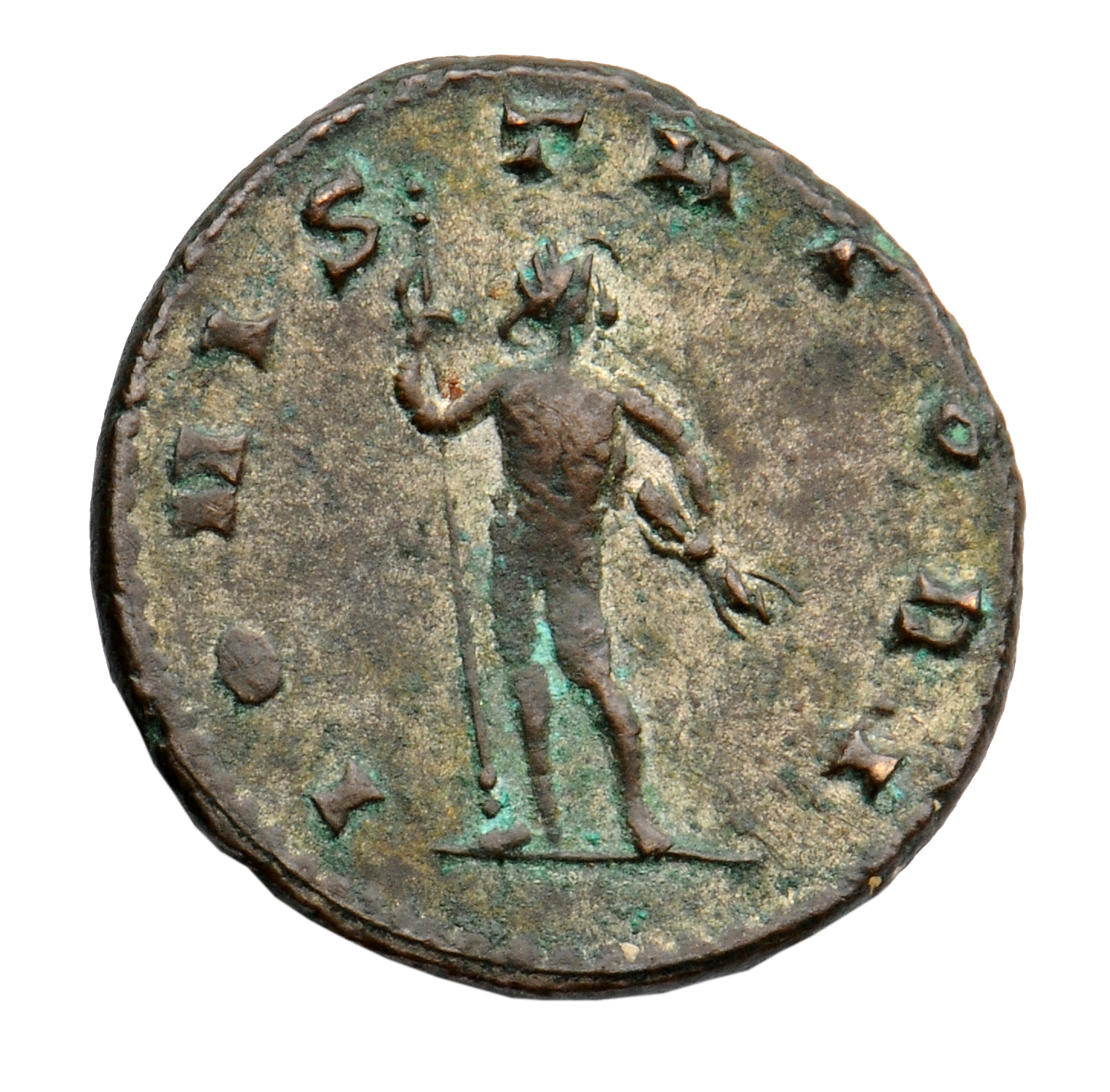 RIC V Claudius Gothicus 52 Claudius II Gothicus reverse, Jupiter, nude, standing right, holding sceptre in right hand and ...