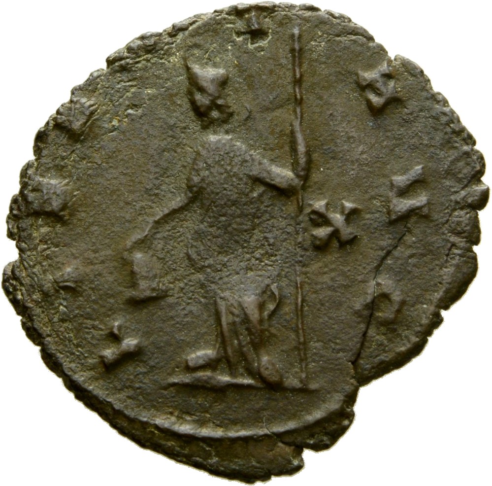 RIC V Claudius Gothicus 63 Claudius II Gothicus reverse, Libertas, draped, standing left, holding pileus in right hand and...