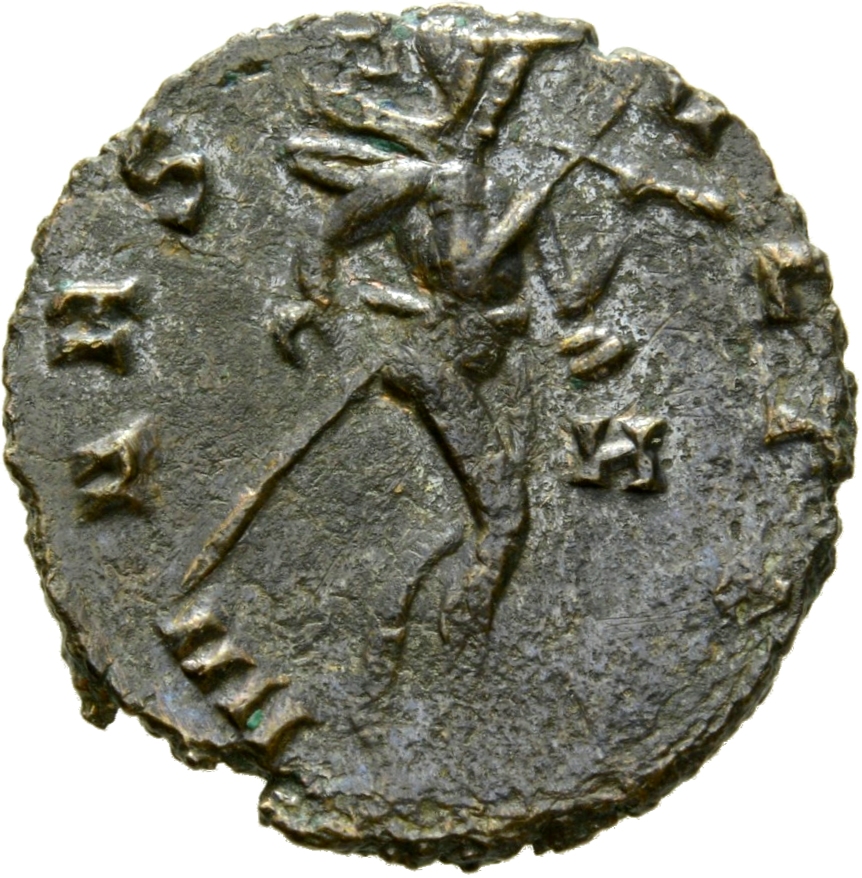 RIC V Claudius Gothicus 67 Claudius II Gothicus reverse, Mars, walking right, holding spear in right hand and trophy in le...