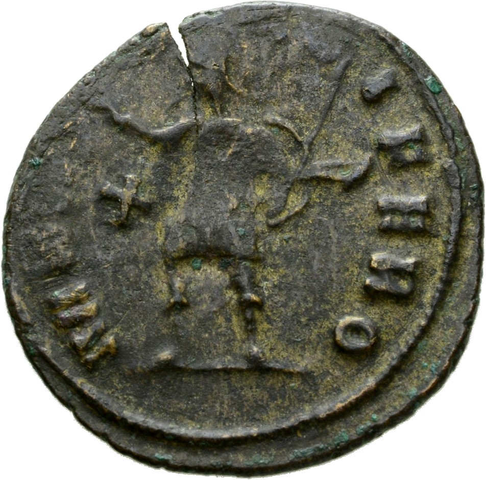 RIC V Claudius Gothicus 72 Claudius II Gothicus reverse, Mars, helmeted, in military attire, standing left, holding olive-...