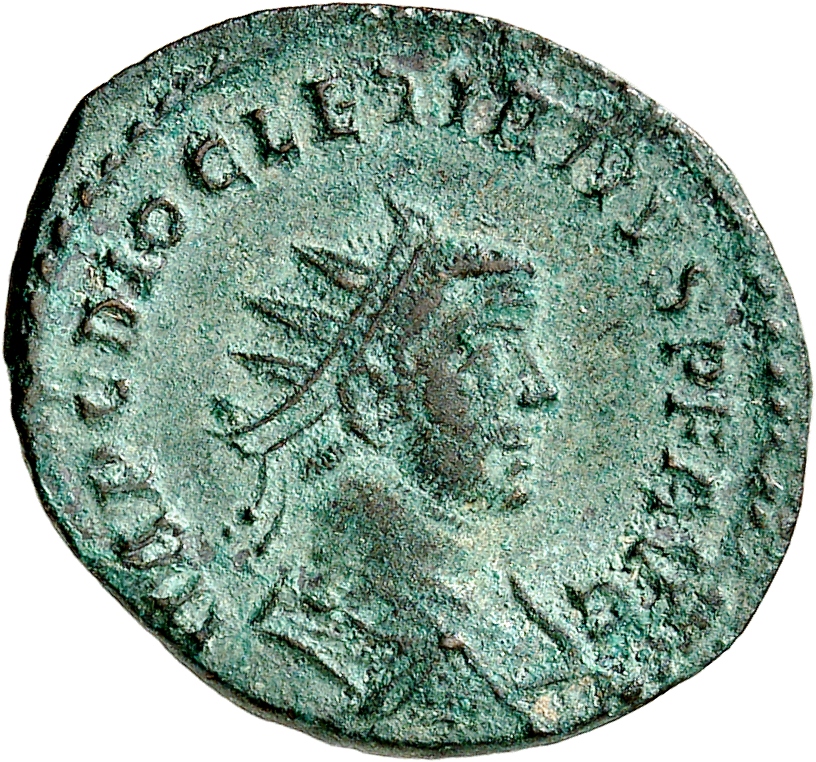 RIC V Diocletian 103 Maximian obverse, Bust of Diocletian, radiate, draped, right, or bust of Diocletian, radiate, draped,...