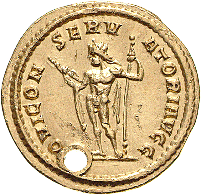 RIC V Diocletian 143 Maximian reverse, Jupiter, seated left, holding thunderbolt in right hand and sceptre in left hand; a...