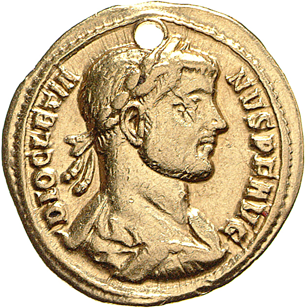 RIC V Diocletian 146 Maximian obverse — Bust of Diocletian, laureate, draped, cuirassed, right