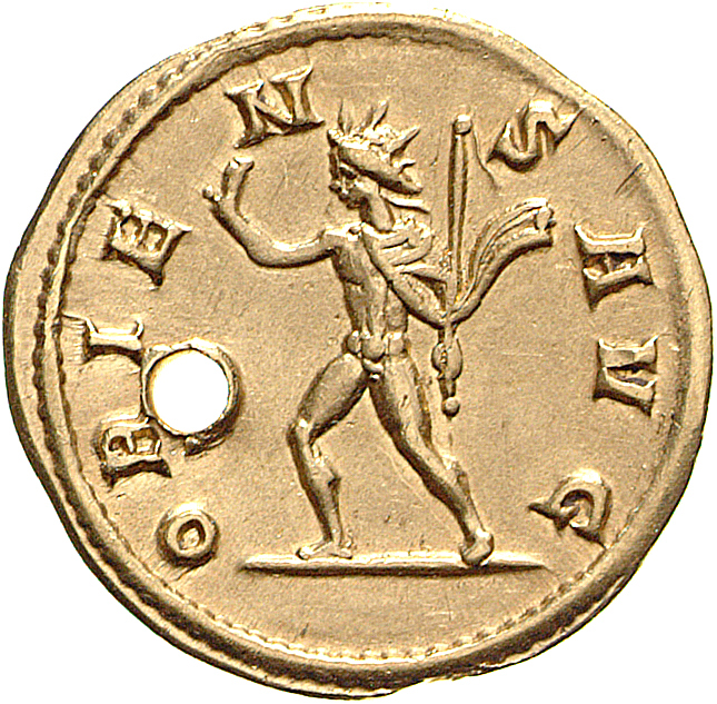 RIC V Diocletian 148 Maximian reverse, Sol, standing left, raising right hand and holding whip in left hand