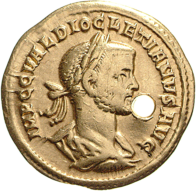 RIC V Diocletian 148 Maximian obverse, Bust of Diocletian, laureate, draped, right, or bust of Diocletian, laureate, drape...