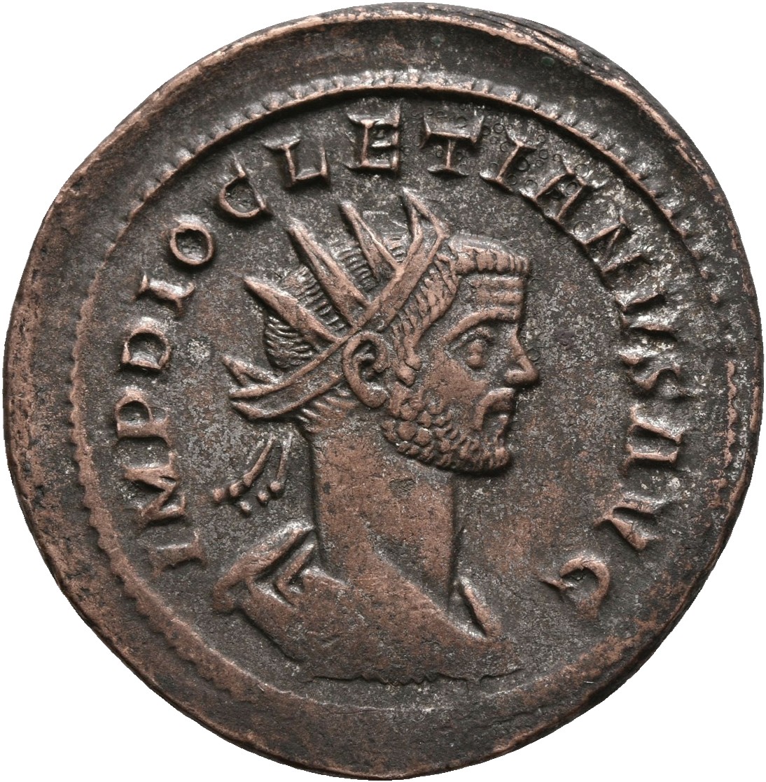 RIC V Diocletian 156 Maximian obverse, Bust of Diocletian, radiate, draped, right, or bust of Diocletian, radiate, draped,...
