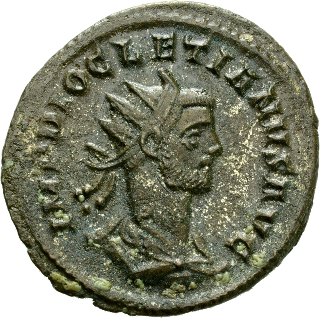 RIC V Diocletian 161 Maximian obverse, Bust of Diocletian, radiate, draped, right, or bust of Diocletian, radiate, cuirass...