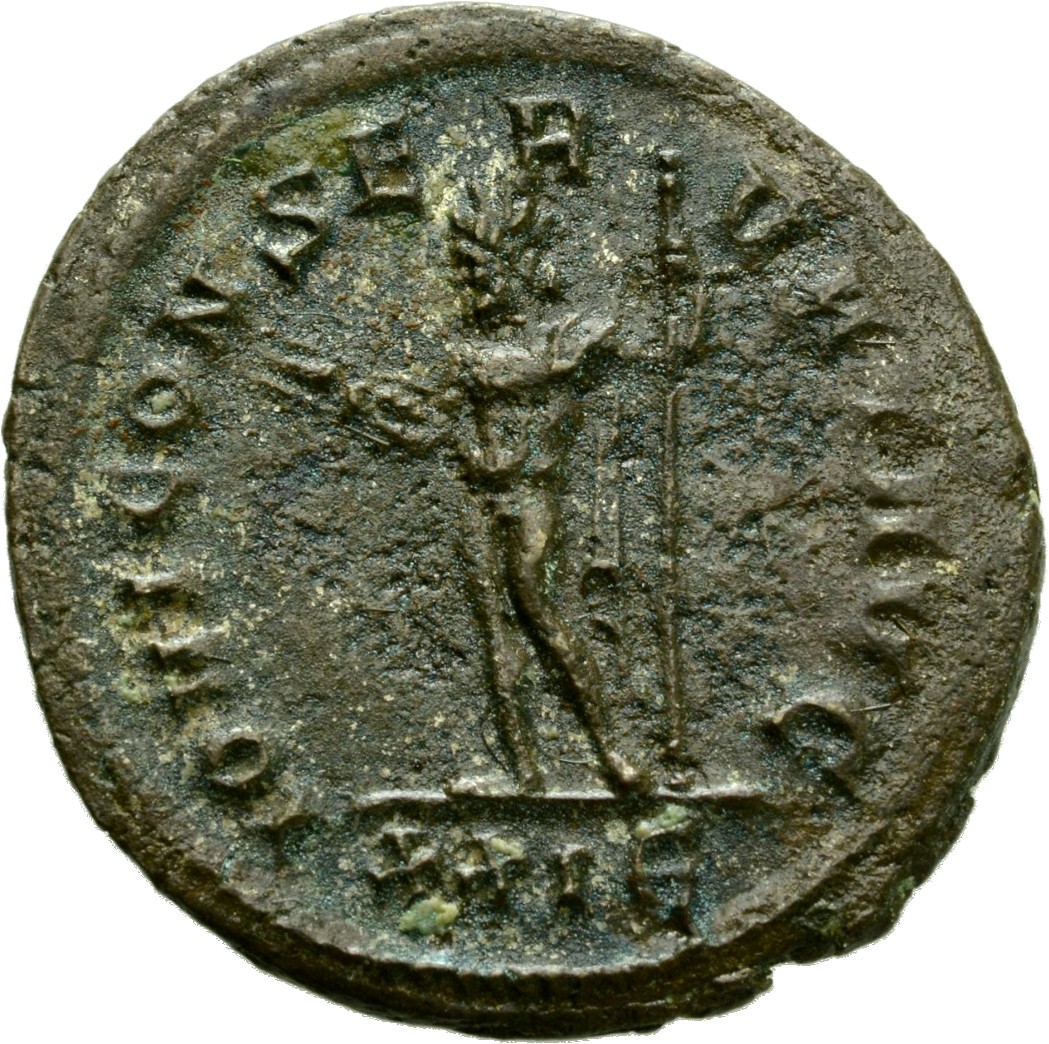 RIC V Diocletian 161 Maximian reverse, Jupiter, standing left, holding thunderbolt in right hand and sceptre in left hand
