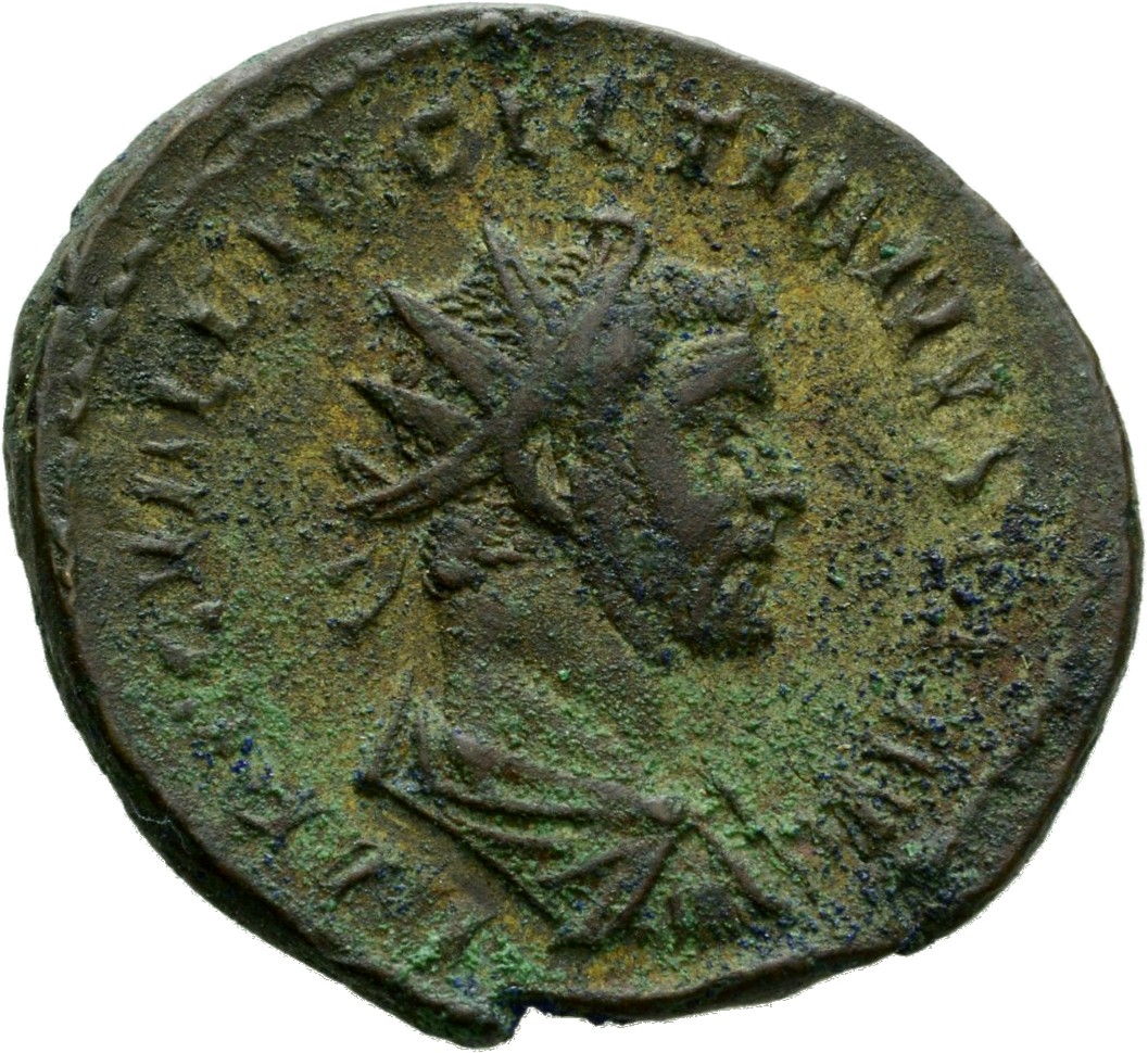 RIC V Diocletian 19 Maximian obverse — Bust of Diocletian, radiate, draped, right, or bust of Diocletian, radiate, draped,...