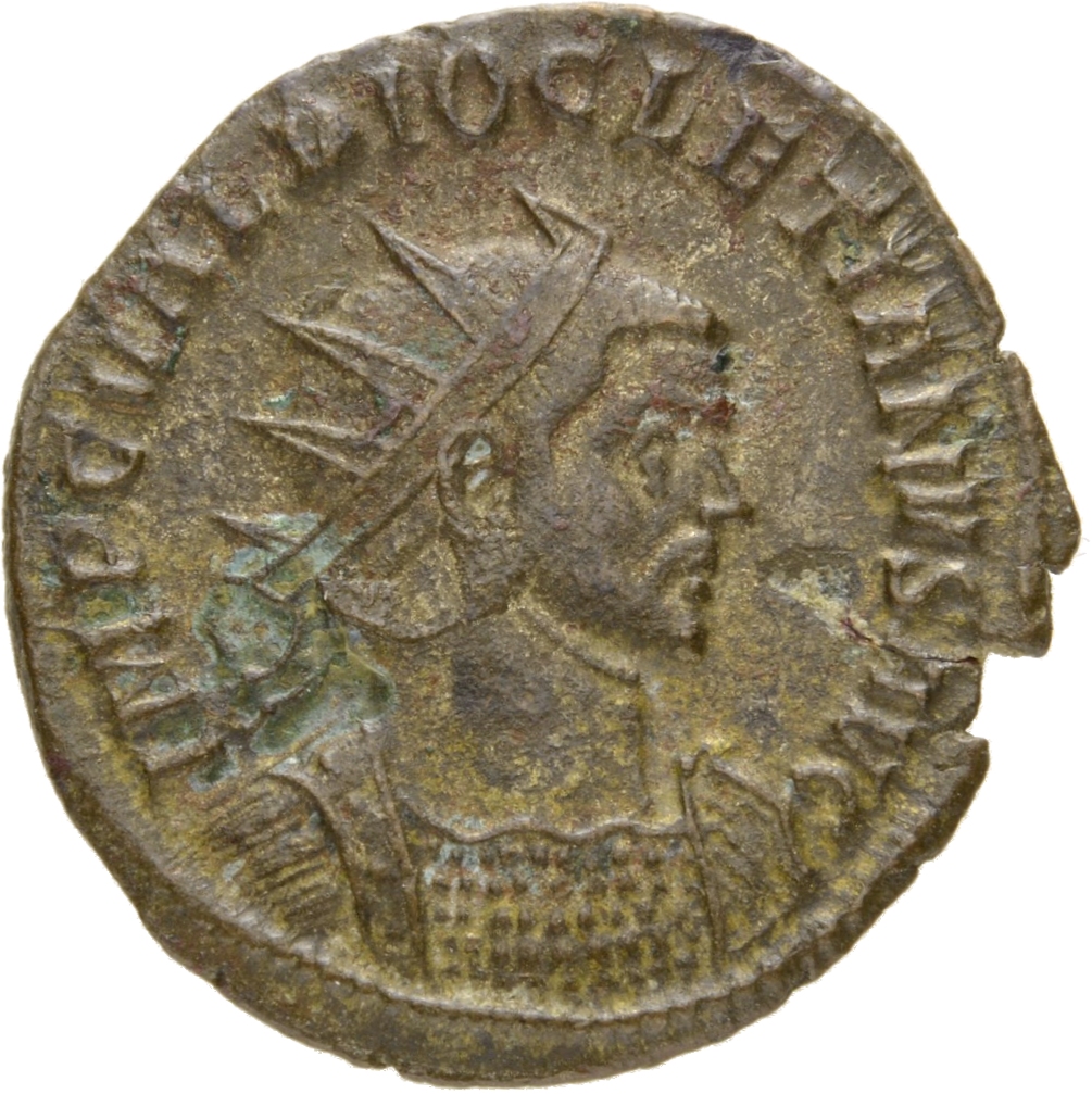 RIC V Diocletian 215 Maximian obverse, Bust of Diocletian, radiate, cuirassed, right