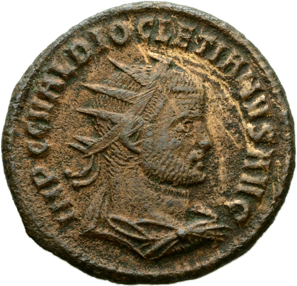RIC V Diocletian 256 Maximian obverse, Bust of Diocletian, radiate, draped, cuirassed, right, or bust of Diocletian, radia...