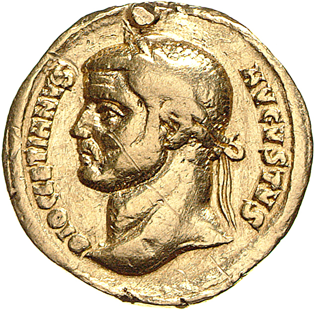 RIC V Diocletian 286 Diocletian obverse, Head of Diocletian, laureate, left