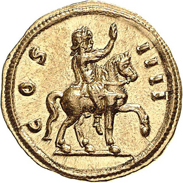 RIC V Diocletian 288 Diocletian reverse, Diocletian, draped, cuirassed, riding right, raising right hand
