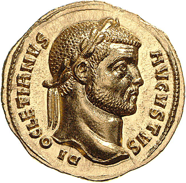 RIC V Diocletian 289 Diocletian obverse, Head of Diocletian, laureate, right
