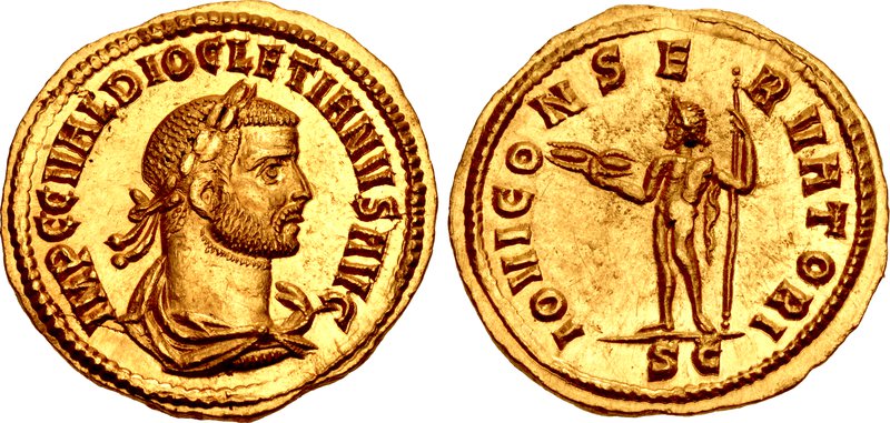 RIC V Diocletian 297 Diocletian obverse, Bust of Diocletian, laureate, draped, right, or bust of Diocletian, laureate, dra...