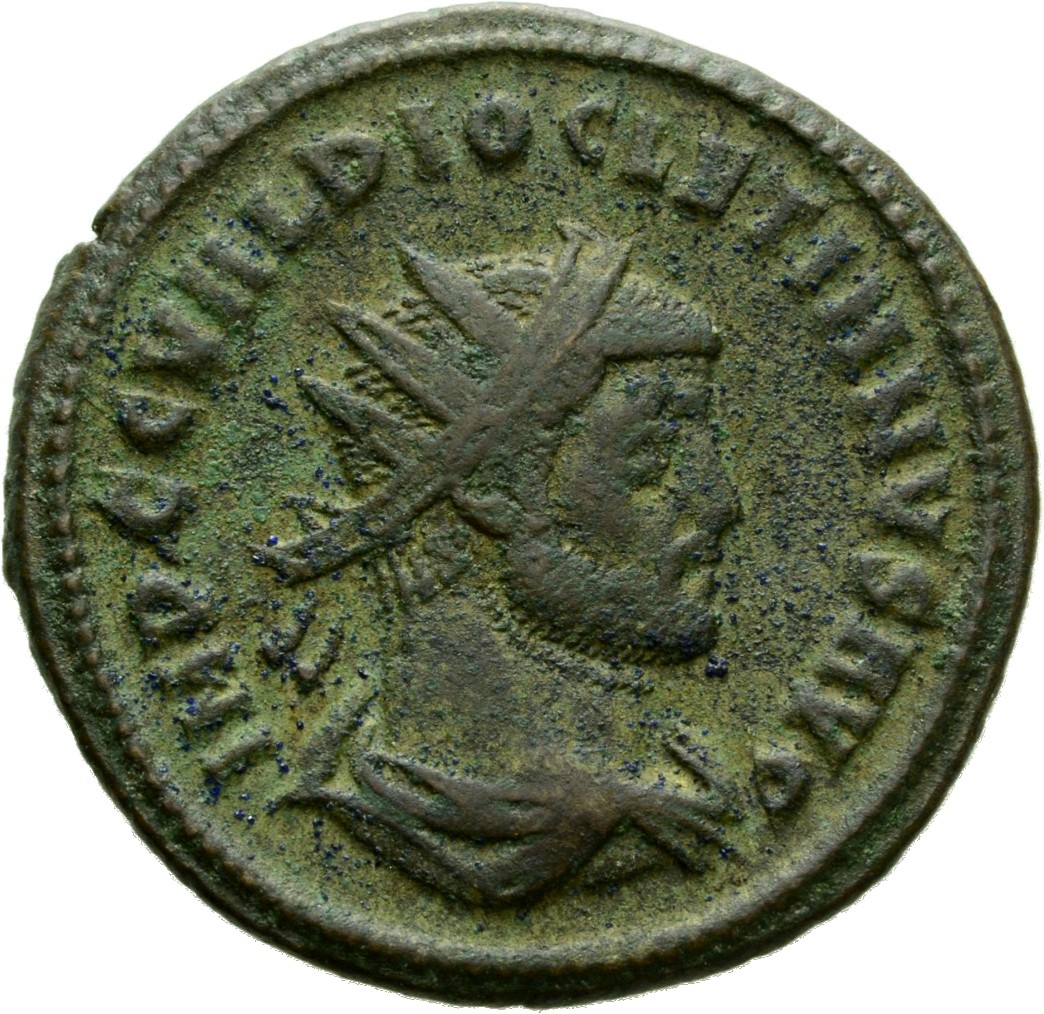 RIC V Diocletian 306 Diocletian obverse, Bust of Diocletian, radiate, draped, right; sometimes under bust, dot