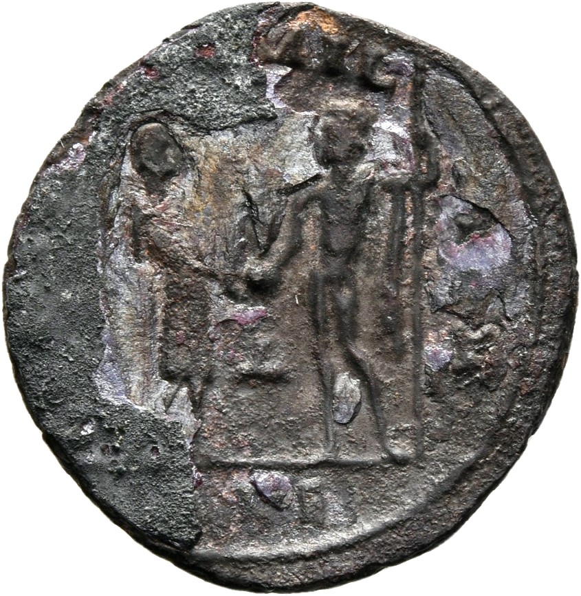 RIC V Diocletian 306 Diocletian reverse — Diocletian, draped, cuirassed, standing right, holding parazonium or sceptre in ...