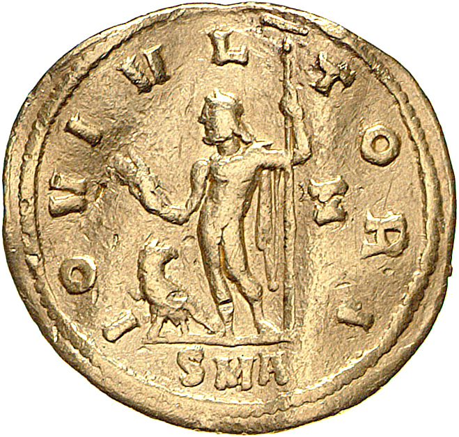 RIC V Diocletian 312 Diocletian reverse, Jupiter, standing left, holding thunderbolt in right hand and sceptre in left han...
