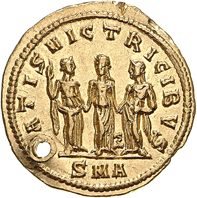 RIC V Diocletian 314 Diocletian reverse, The Parcae, draped, standing, clasping hands, figure on left sometimes holding co...