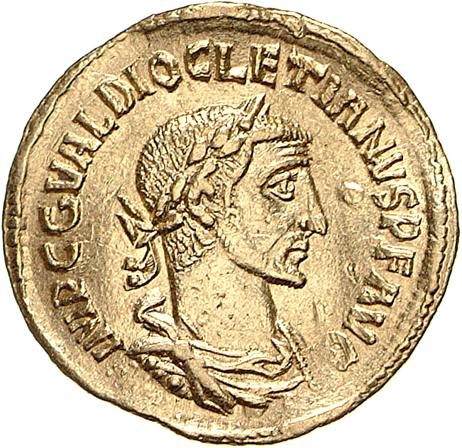 RIC V Diocletian 316 Diocletian obverse, Bust of Diocletian, laureate, draped, cuirassed, right