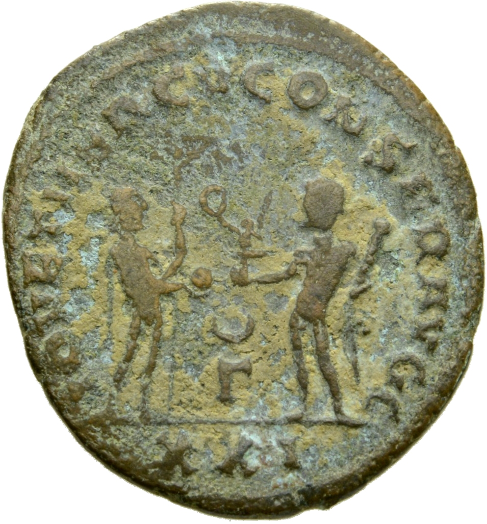 RIC V Diocletian 323 Diocletian reverse, Jupiter, standing right, holding globe in right hand and sceptre in left hand, an...