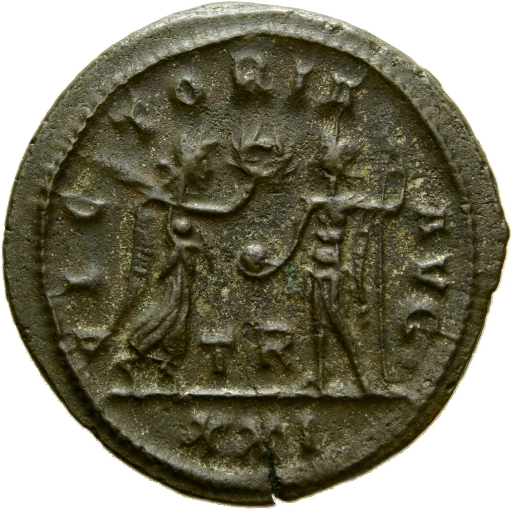 RIC V Diocletian 333 Diocletian reverse, Victory, winged, draped, walking right, holding palm in right hand and presenting...