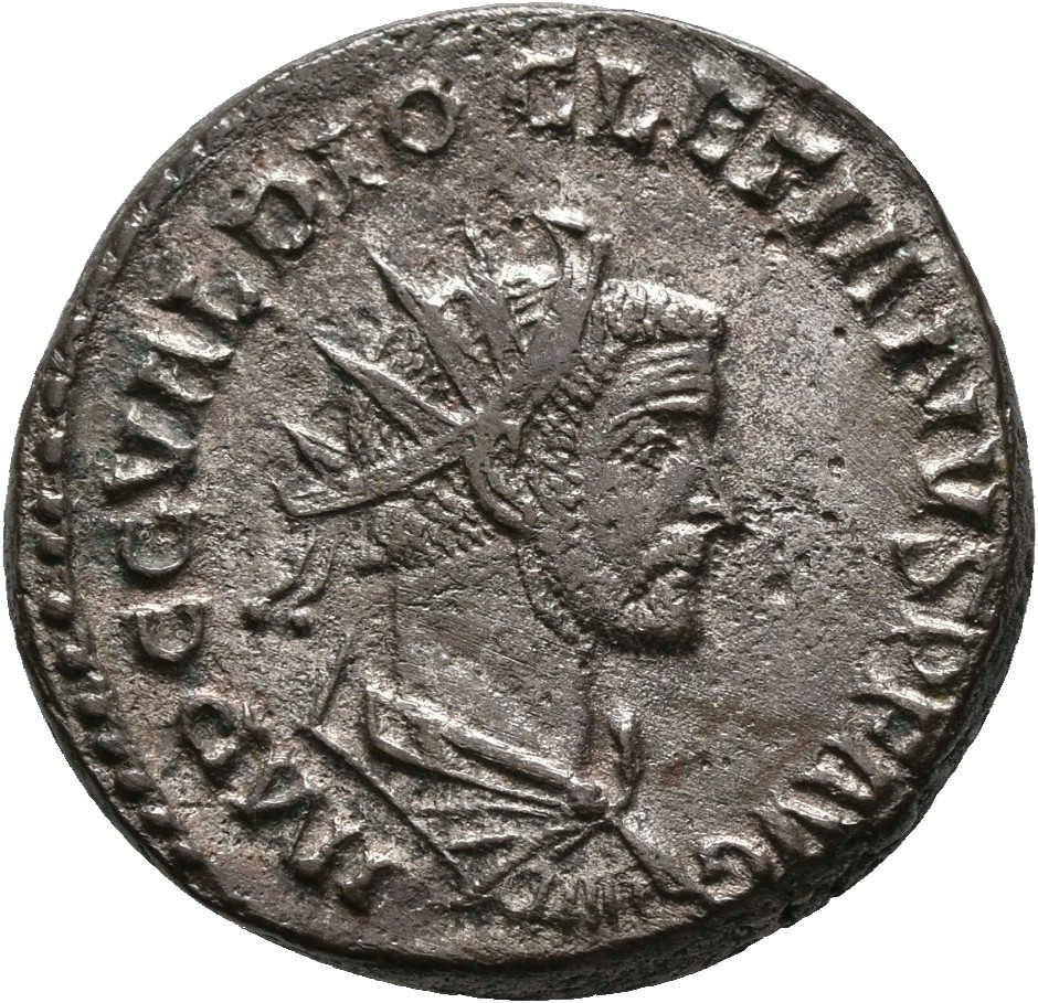 RIC V Diocletian 35 Maximian obverse — Bust of Diocletian, radiate, draped, right, or bust of Diocletian, radiate, draped,...