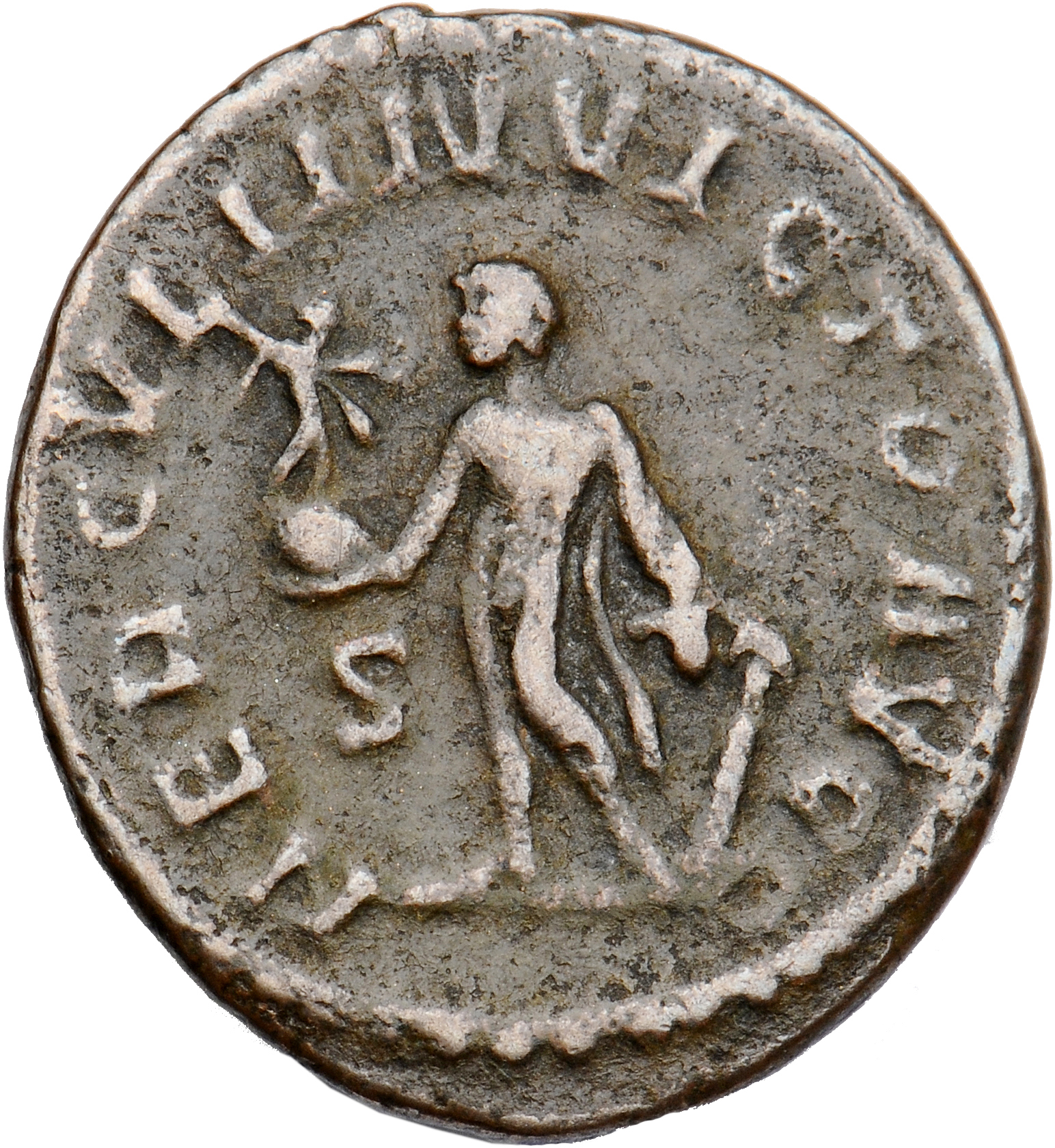 RIC V Diocletian 365 Maximian reverse, Hercules, standing left, holding Victory on globe in right hand and club with lion'...