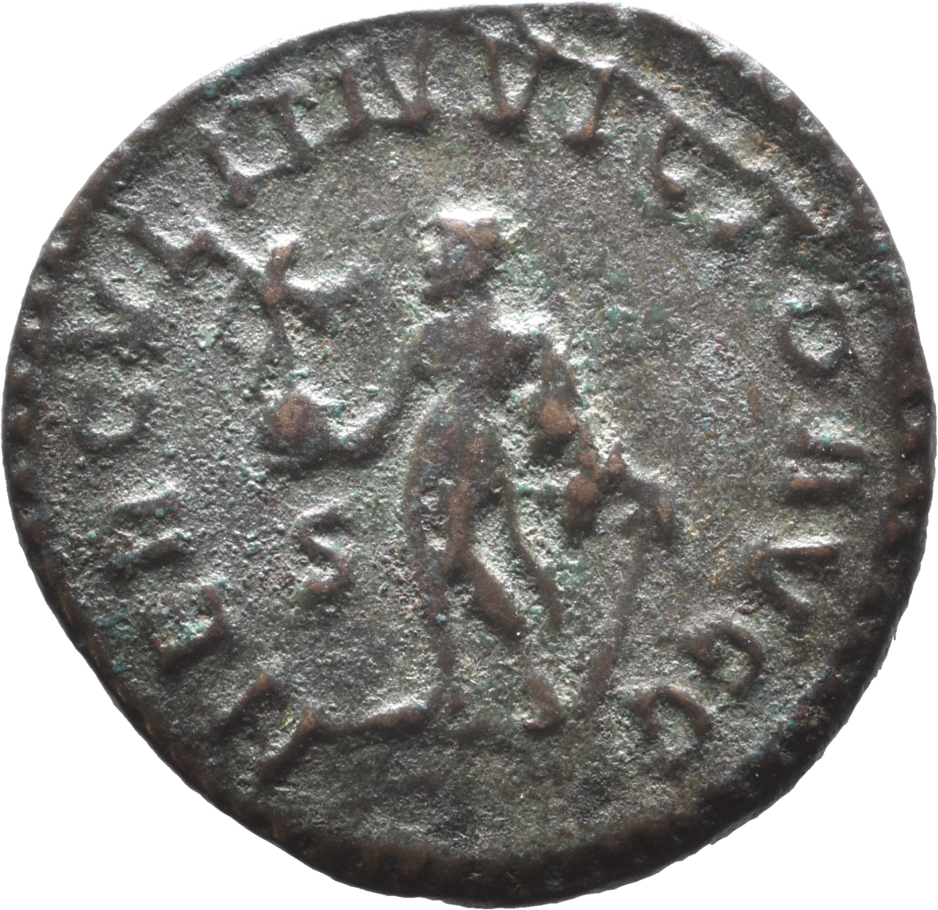 RIC V Diocletian 369 Maximian reverse, Hercules, standing left, holding Victory on globe in right hand and club with lion'...