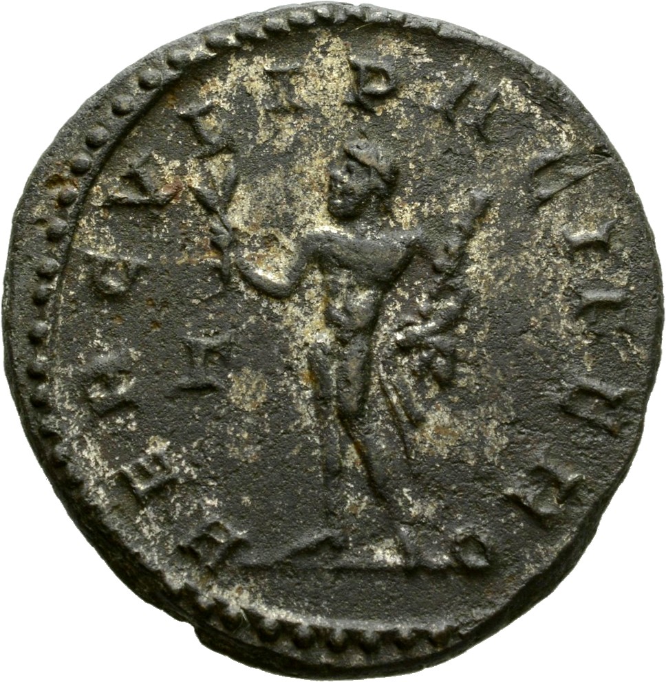 RIC V Diocletian 379 Maximian reverse, Hercules, standing left, holding olive-branch in right hand and club with lion's sk...