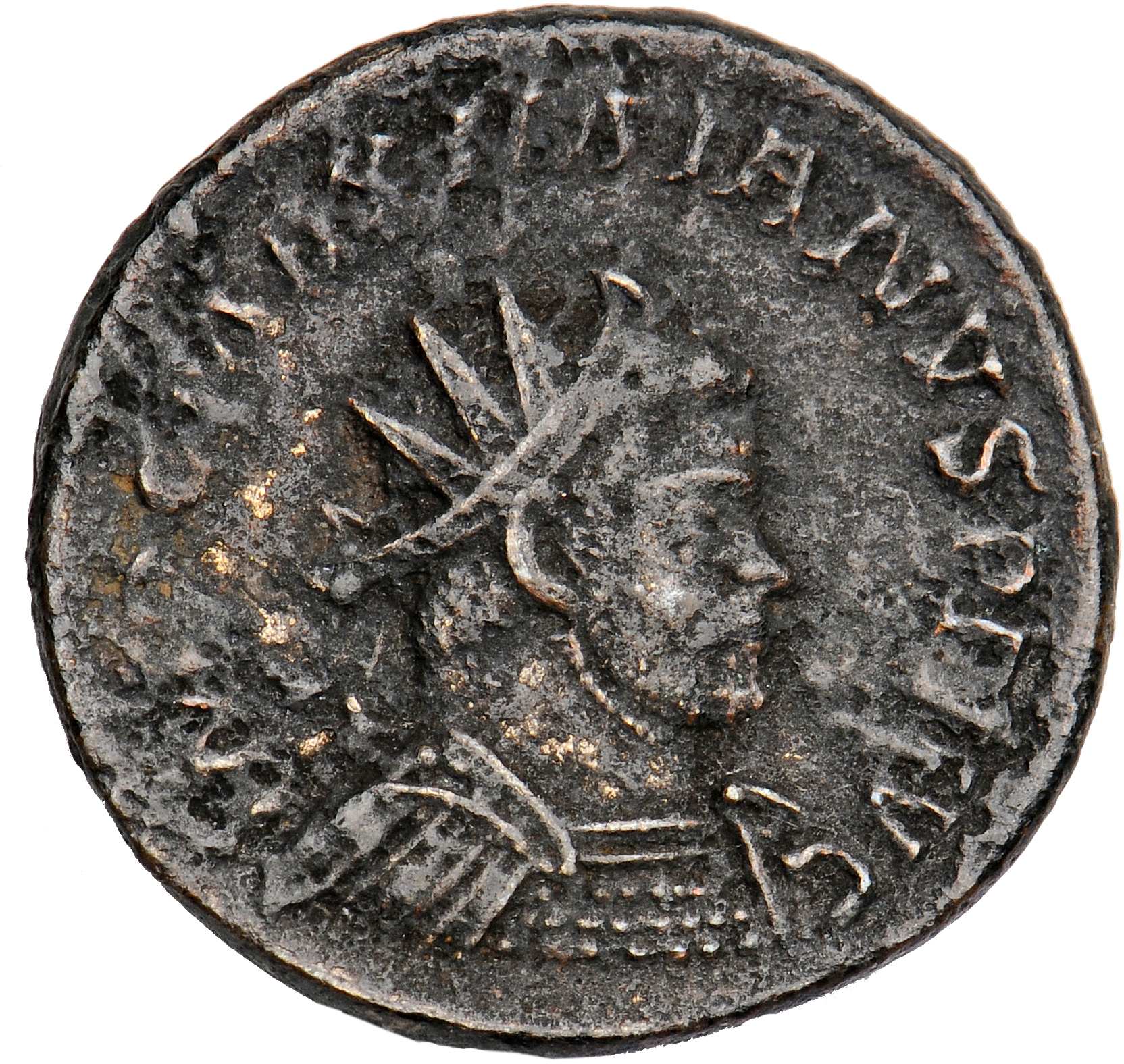 RIC V Diocletian 381 Maximian obverse, Bust of Maximian, radiate, cuirassed, right