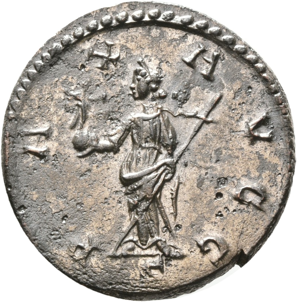 RIC V Diocletian 396 Maximian reverse, Pax, draped, standing left, holding Victory on globe in right hand and sceptre in l...