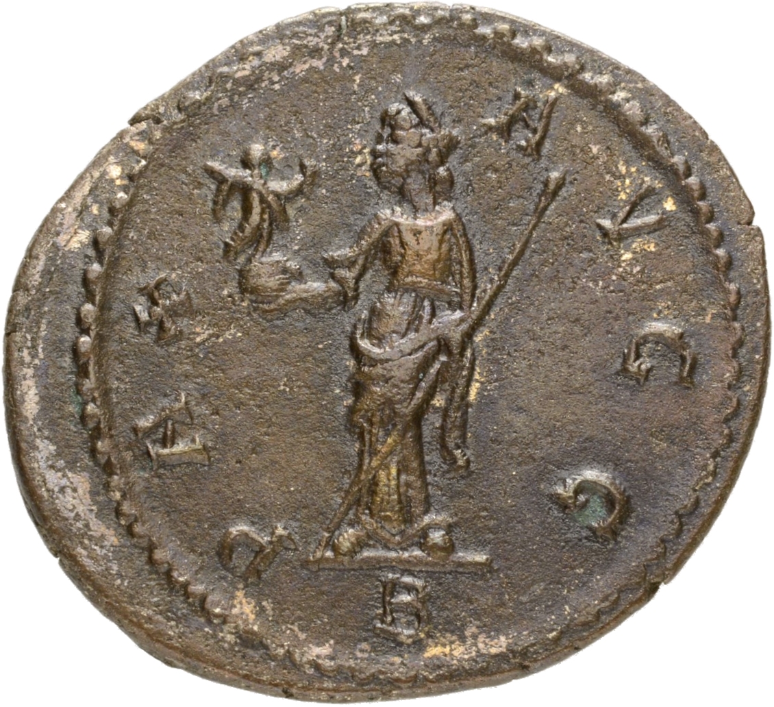 RIC V Diocletian 398 Maximian reverse, Pax, draped, standing left, holding Victory on globe in right hand and sceptre in l...