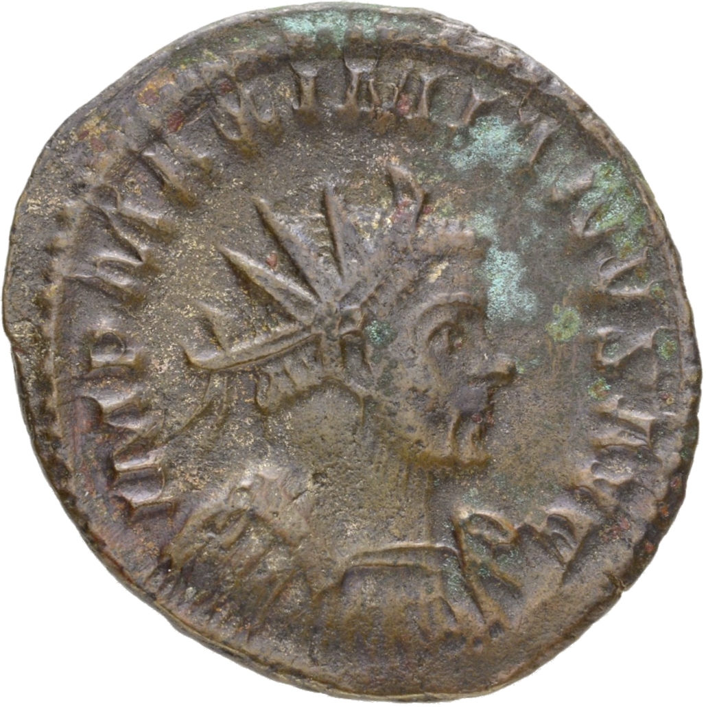 RIC V Diocletian 399 Maximian obverse, Bust of Maximian, radiate, draped, right, or bust of Maximian, radiate, draped, cui...