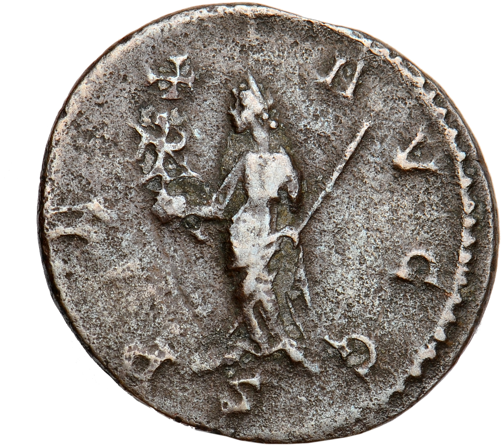 RIC V Diocletian 402 Maximian reverse, Pax, draped, standing left, holding Victory on globe in right hand and sceptre in l...