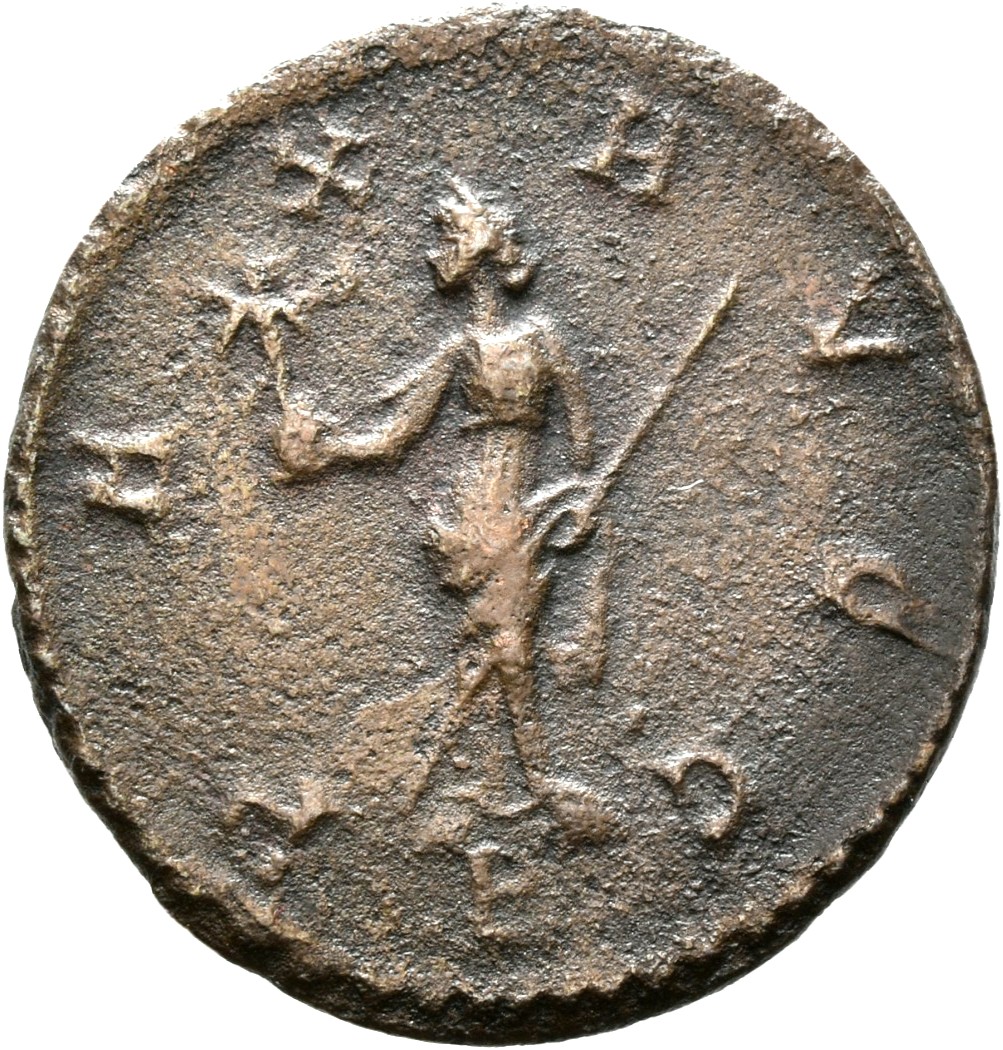 RIC V Diocletian 407 Maximian reverse, Pax, draped, standing left, holding olive-branch in right hand and sceptre in left ...