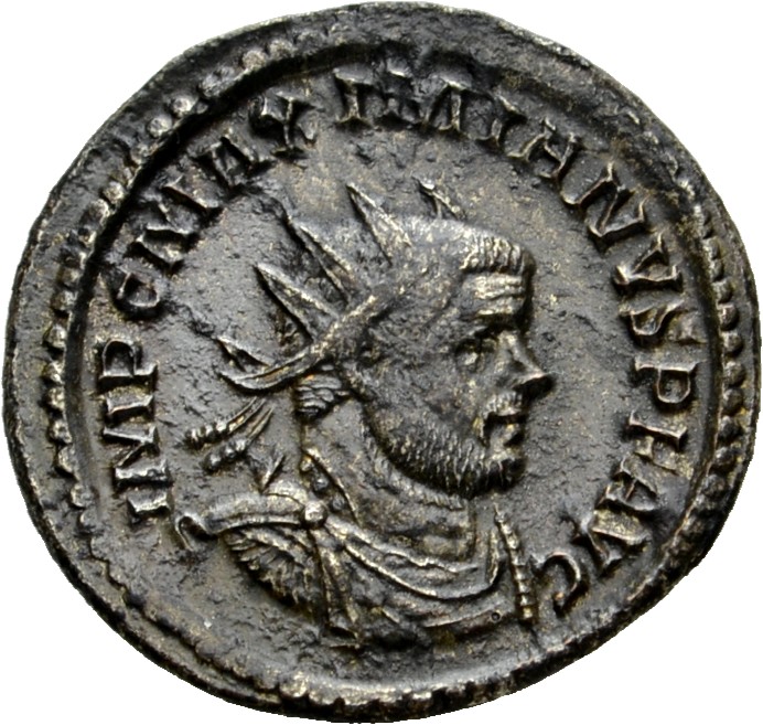 RIC V Diocletian 454 Maximian obverse, Bust of Maximian, radiate, draped, right, or bust of Maximian, radiate, draped, cui...