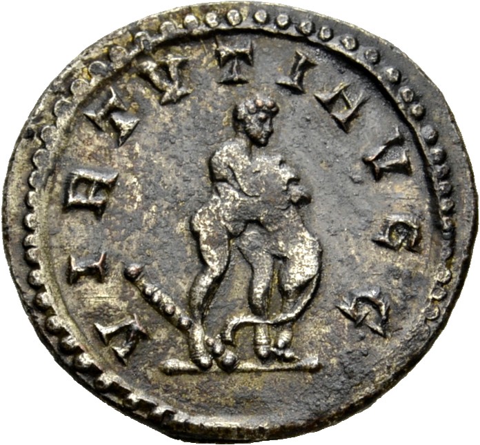 RIC V Diocletian 454 Maximian reverse, Hercules, standing right, strangling lion; behind, club