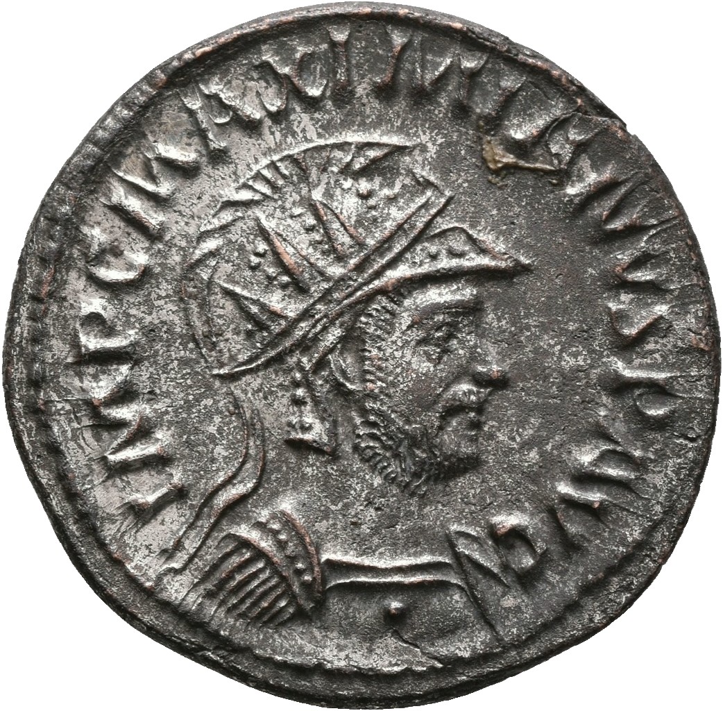 RIC V Diocletian 458 Maximian obverse, Bust of Maximian, radiate, draped, right, or bust of Maximian, radiate, draped, cui...